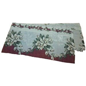 Magnolia Floral Window Valance White Burgundy Green Long Cottage Elegant 83x20